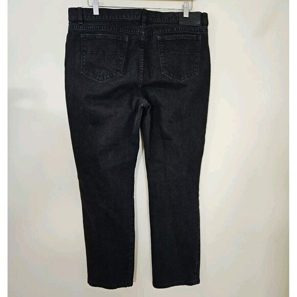 Lauren Ralph Lauren Jeans Womens 16 Black Straight Bootcut Classic Denim Goth - Picture 2 of 15